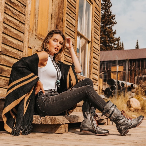 Freebird by Steven Black Distressed Leather Ravi Moto Boots size 8 - Picture 4 of 11